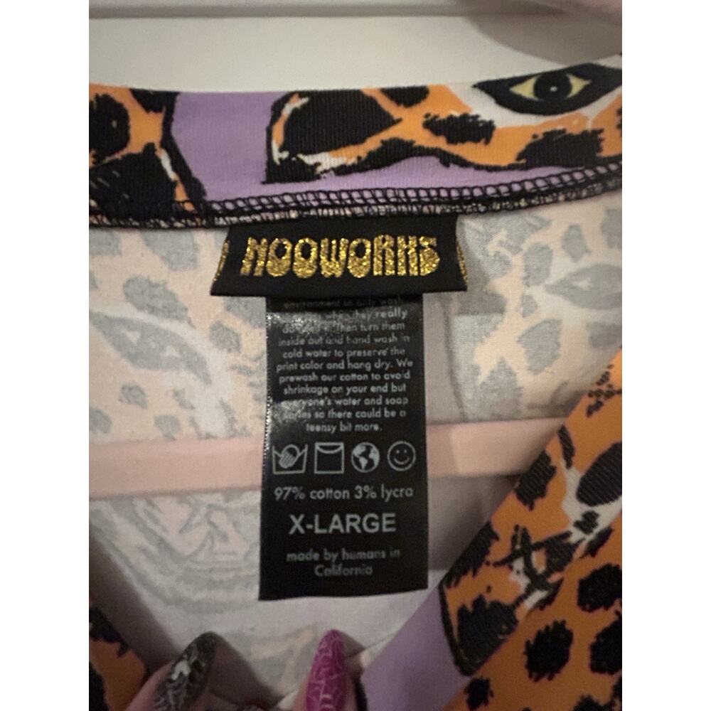 Nooworks Jersey Cheetah Head Maxi Dress Rare XL Made USA Punk Pinup Maximalist - Picture 6 of 12